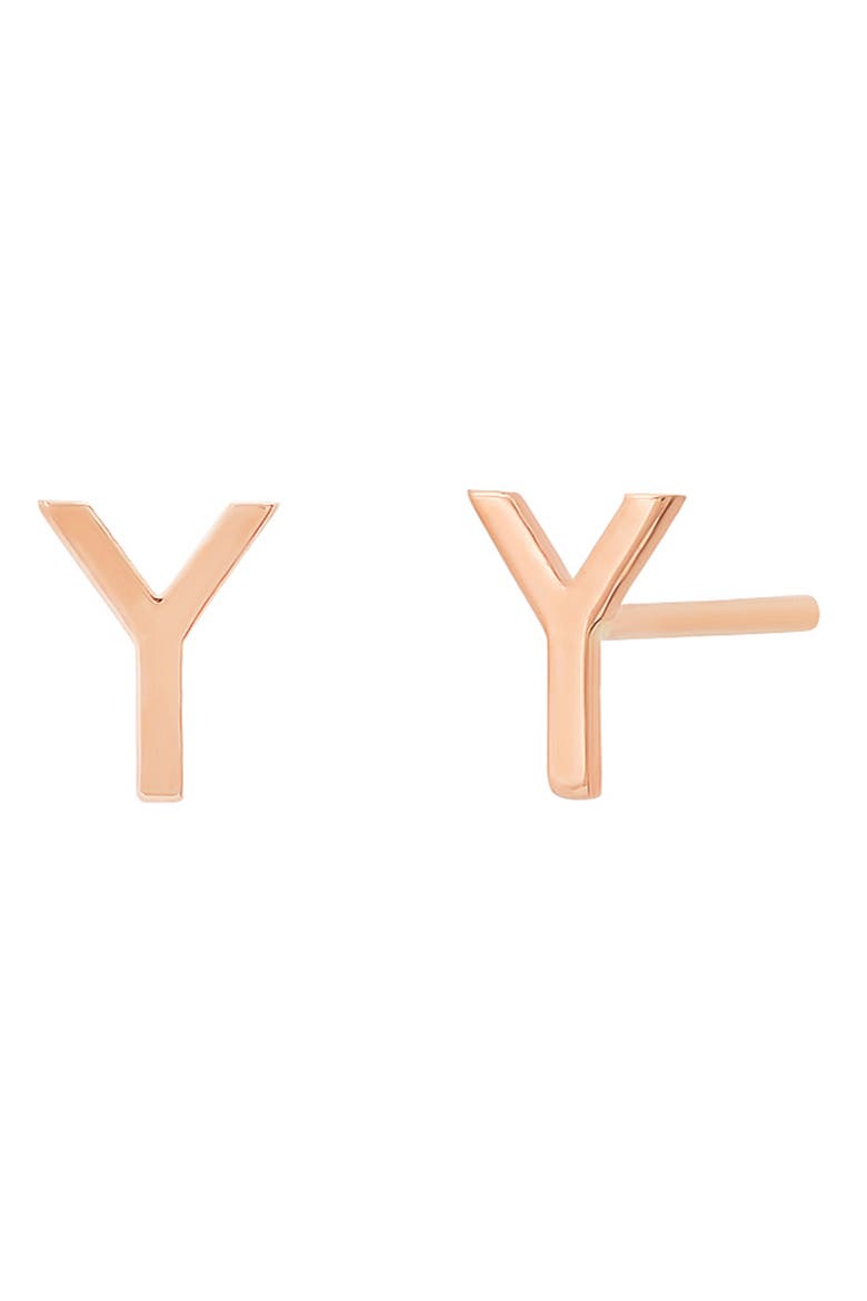 Large Initial Stud Earrings, Main, color, 14K ROSE GOLD-Y