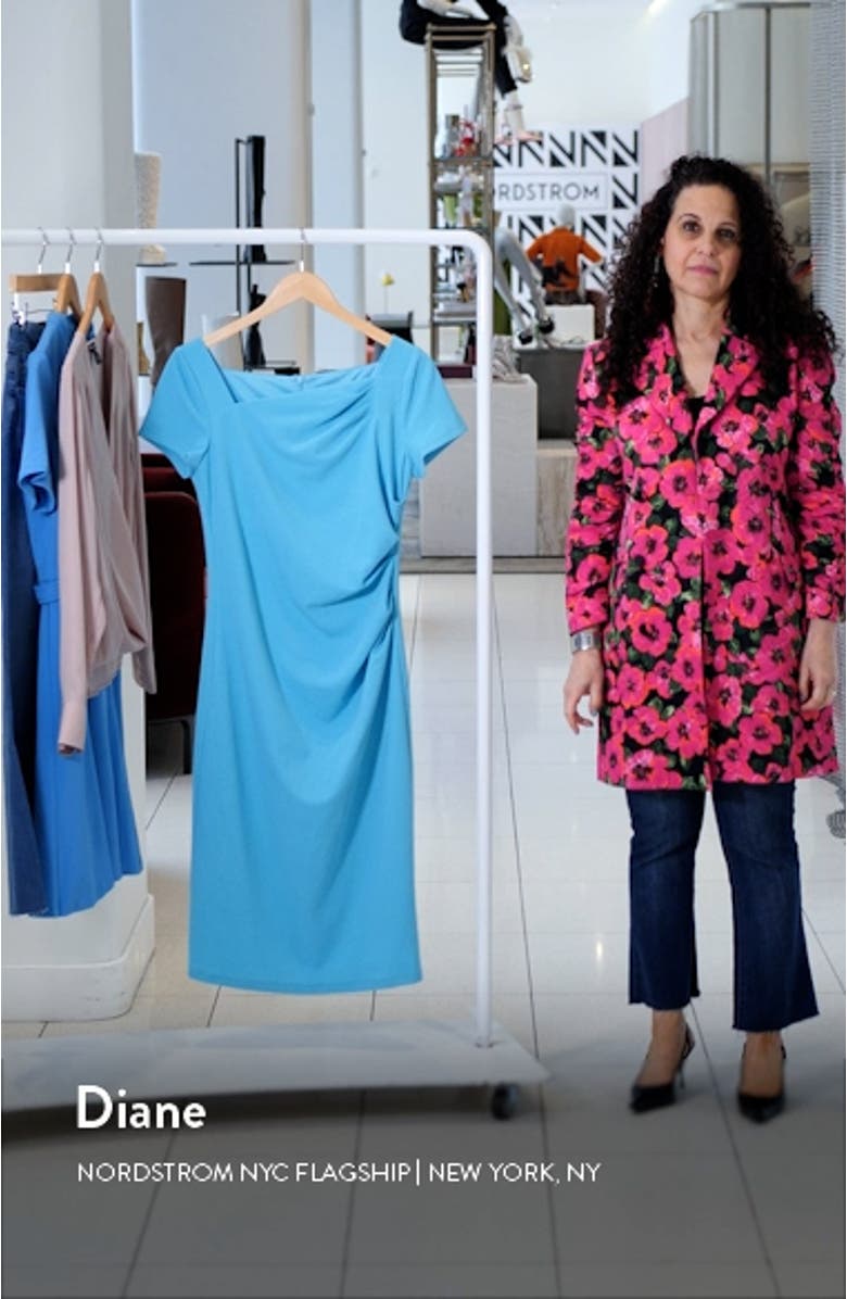 Ruched Cap Sleeve Sheath Dress, sales video thumbnail