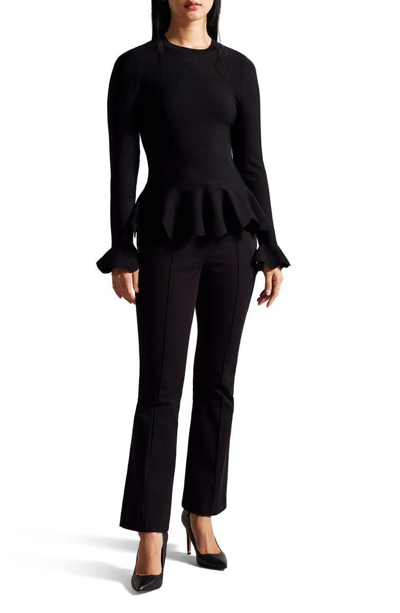 Ted Baker London Lillyyy Long Sleeve Peplum Top, Alternate, color, 