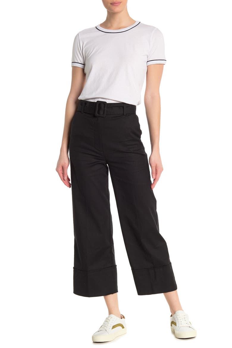Belted Cropped Pants, Alternate, color, NOIR