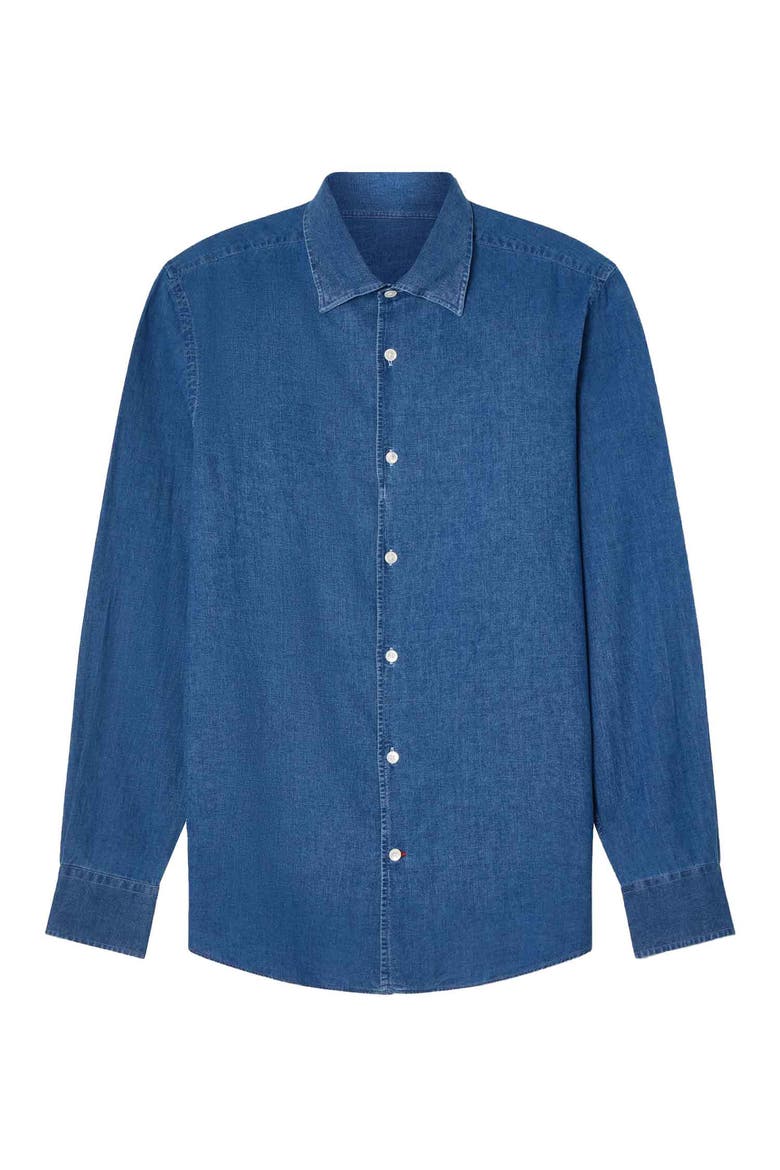 Morgan Linen-Cotton Shirt, Alternate, color, Light Denim Bleached Wash
