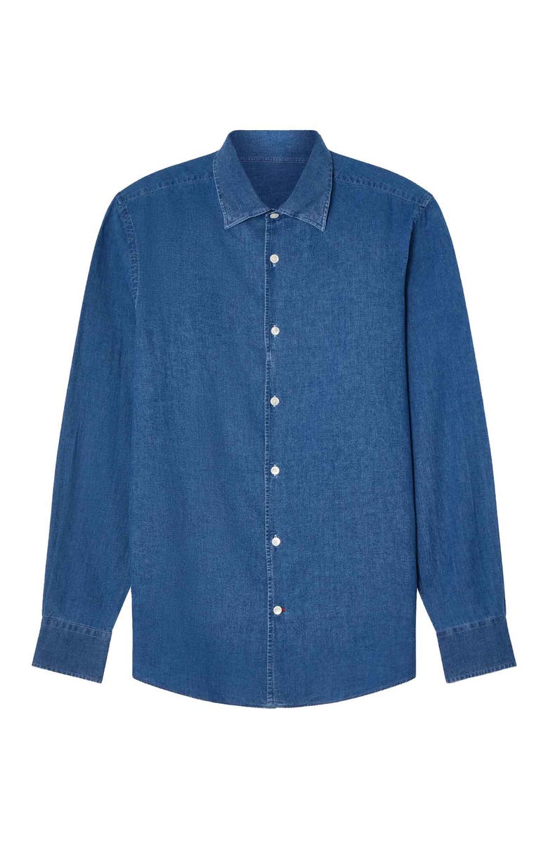 Robert Talbott Morgan Linen-Cotton Shirt, Alternate, color, Light Denim Bleached Wash