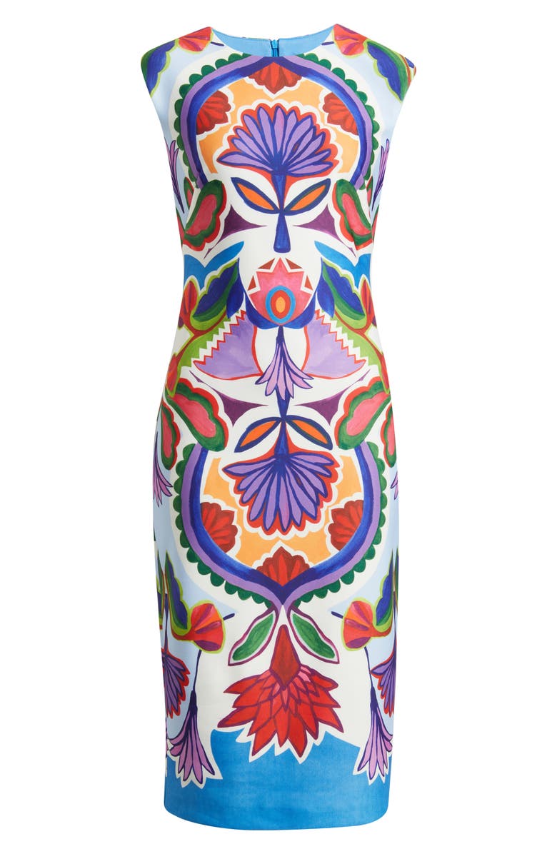 Vince Camuto Scuba Crepe Cocktail Dress, Alternate, color, Blue Multi