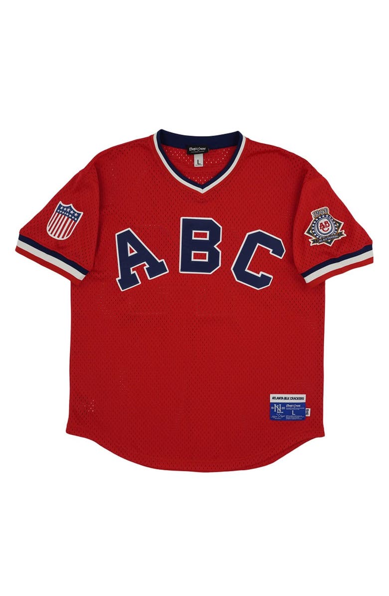 RINGS & CRWNS Men's Rings & Crwns #44 Red Atlanta Black Crackers Mesh Replica V-Neck Jersey, Alternate, color, Red