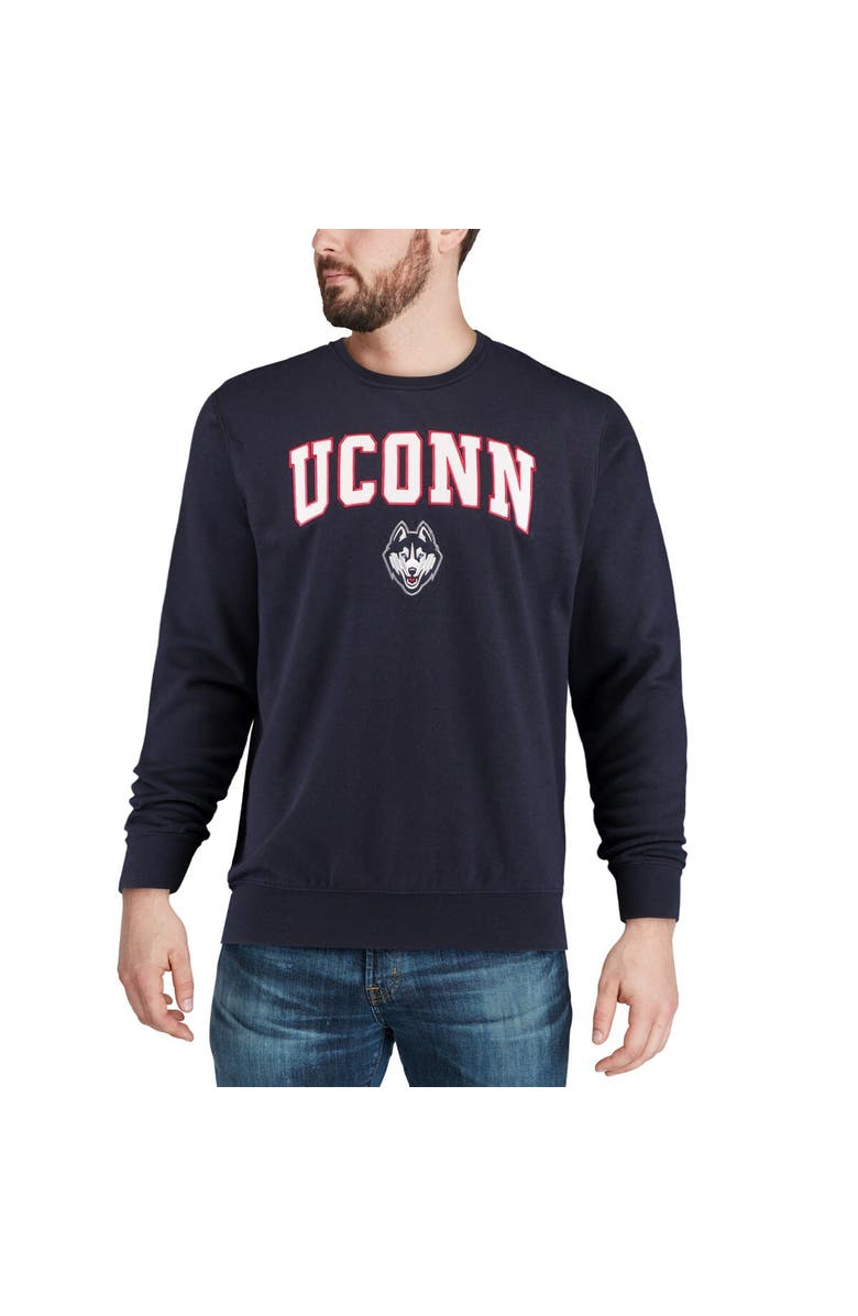 COLOSSEUM Men's Colosseum Navy UConn Huskies Arch & Logo Crew Neck Sweatshirt, Alternate, color, Navy