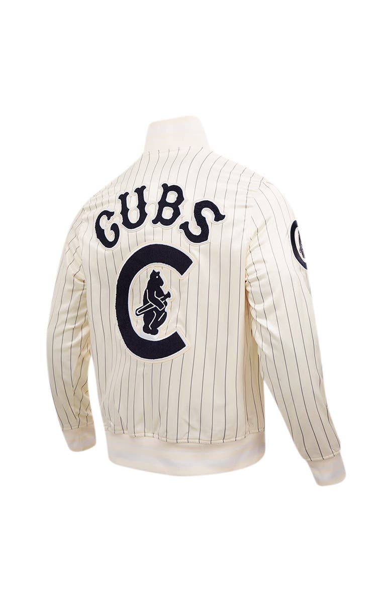 PRO STANDARD Men's Pro Standard Cream Chicago Cubs Pinstripe Retro Classic Satin Full-Snap Jacket, Alternate, color, Cream