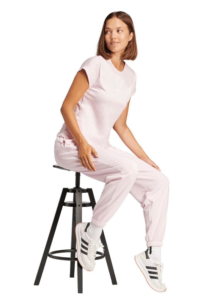 adidas Loose Fit French Terry Joggers, Alternate, color, Clear Pink/ White