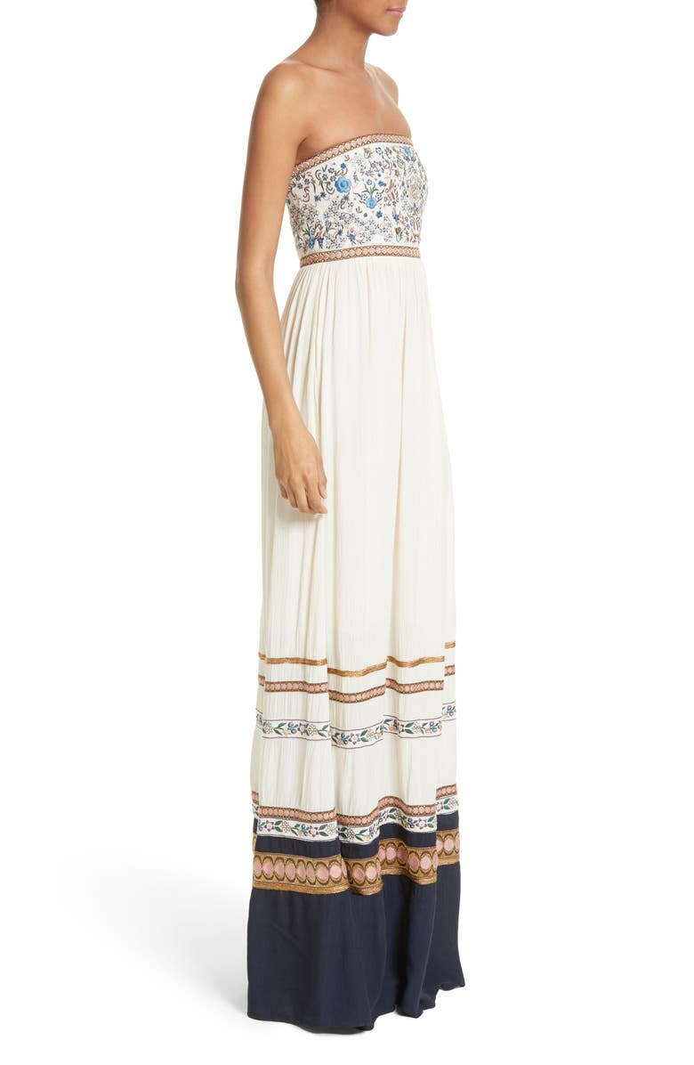 Alice + Olivia Quyen Embroidered Maxi Dress, Alternate, color,