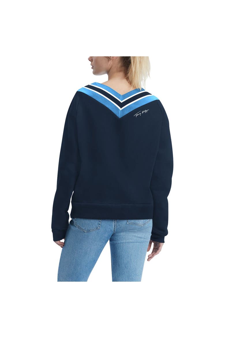 Women's Tommy Hilfiger Navy Tennessee Titans Heidi V-Neck Pullover Sweatshirt, Alternate, color, Navy