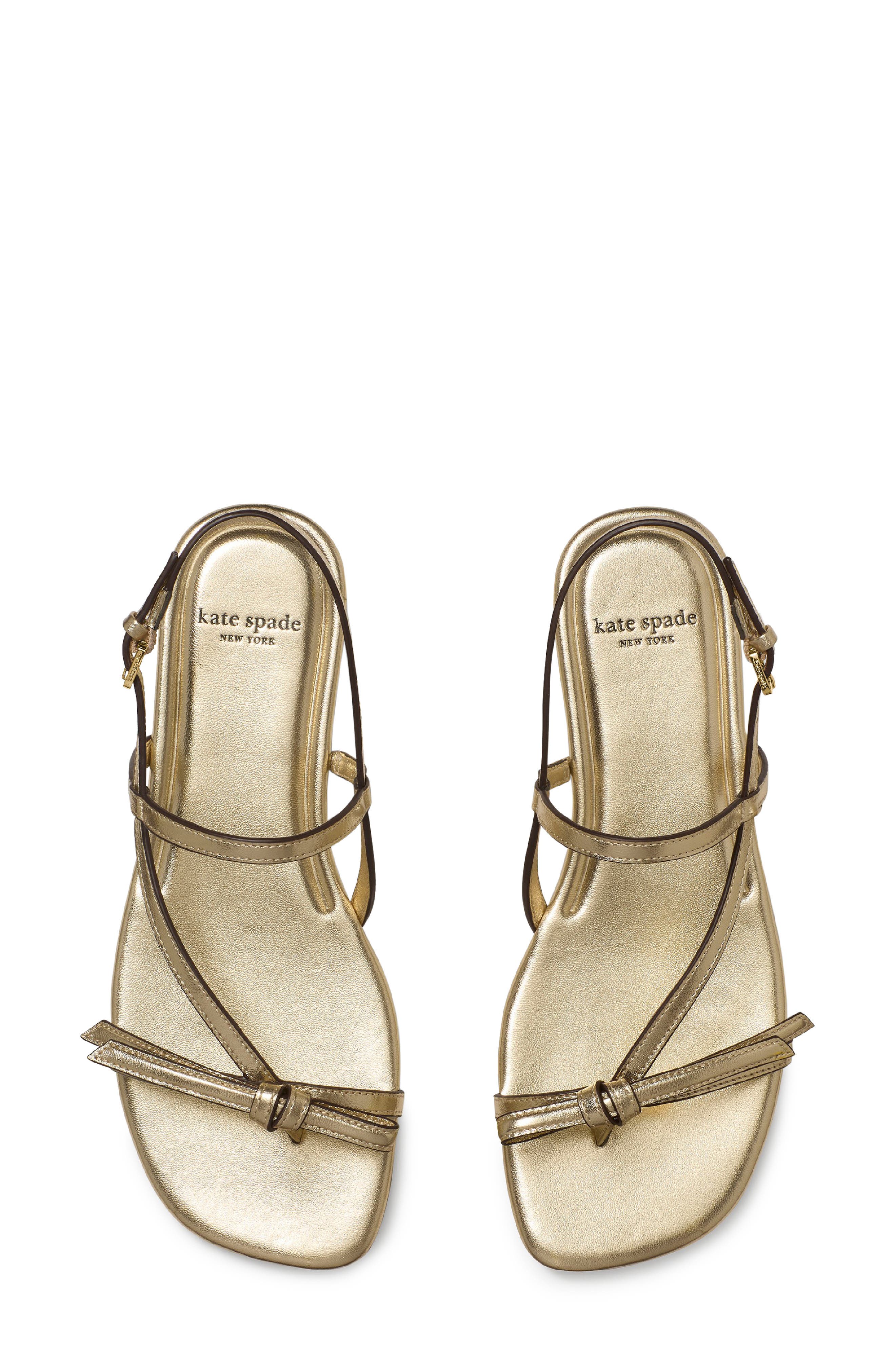 Kate Spade New York loop metallic ankle strap sandal, Alternate, color, Pale Gold