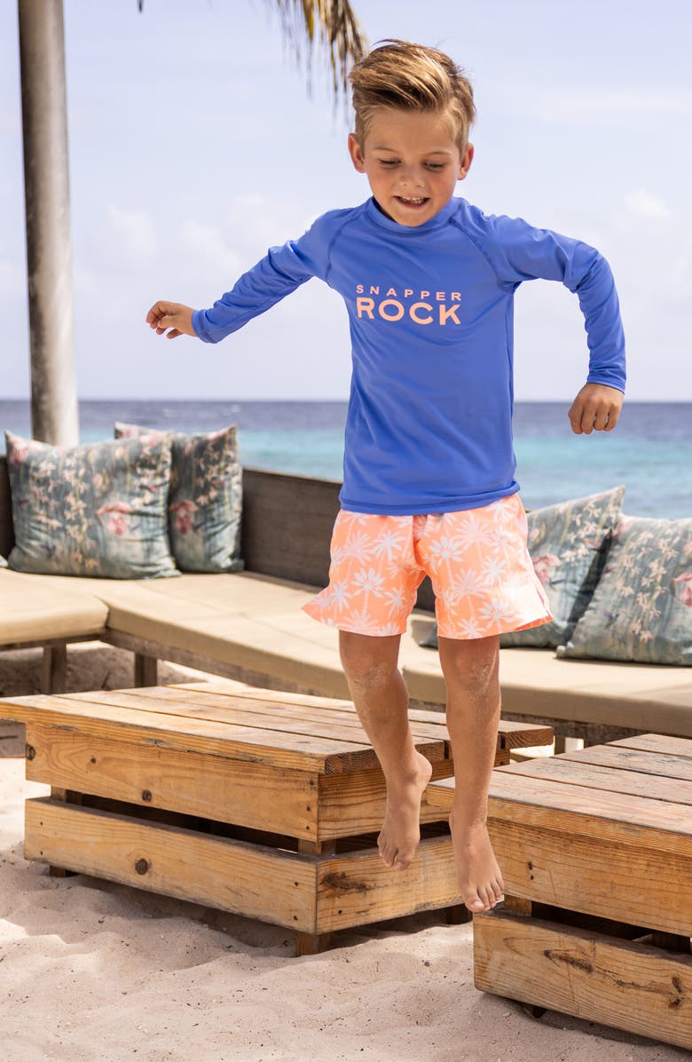 Snapper Rock Kids
Cali Palms UPF 50+ Swim Trunks, Alternate, color, Orange