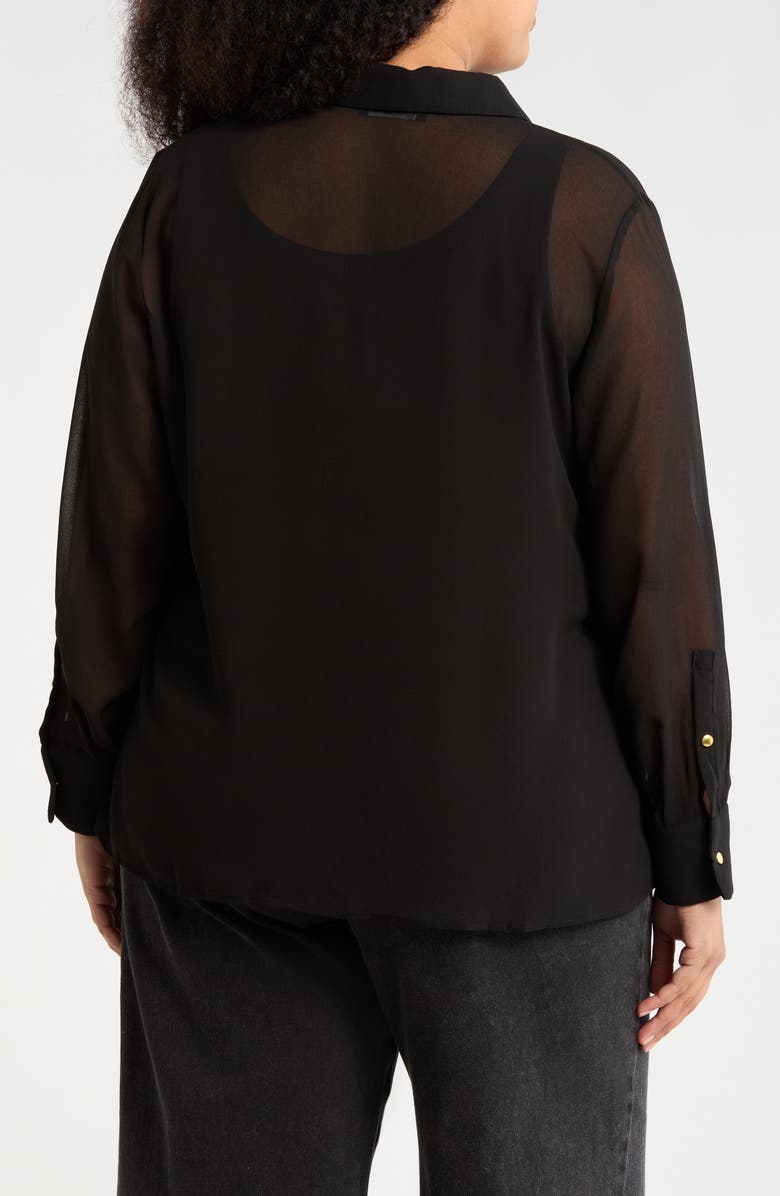 T Tahari Button-Up Shirt, Alternate, color, Black Solid