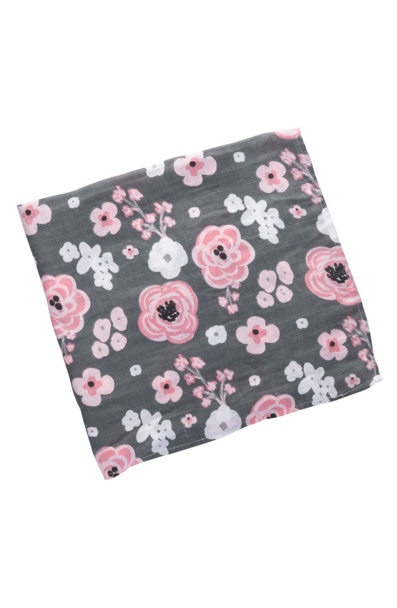 Stephen Joseph Cotton Muslin Swaddle Blanket & Stuffed Animal Gift Set, Alternate, color, Grey/ Pink