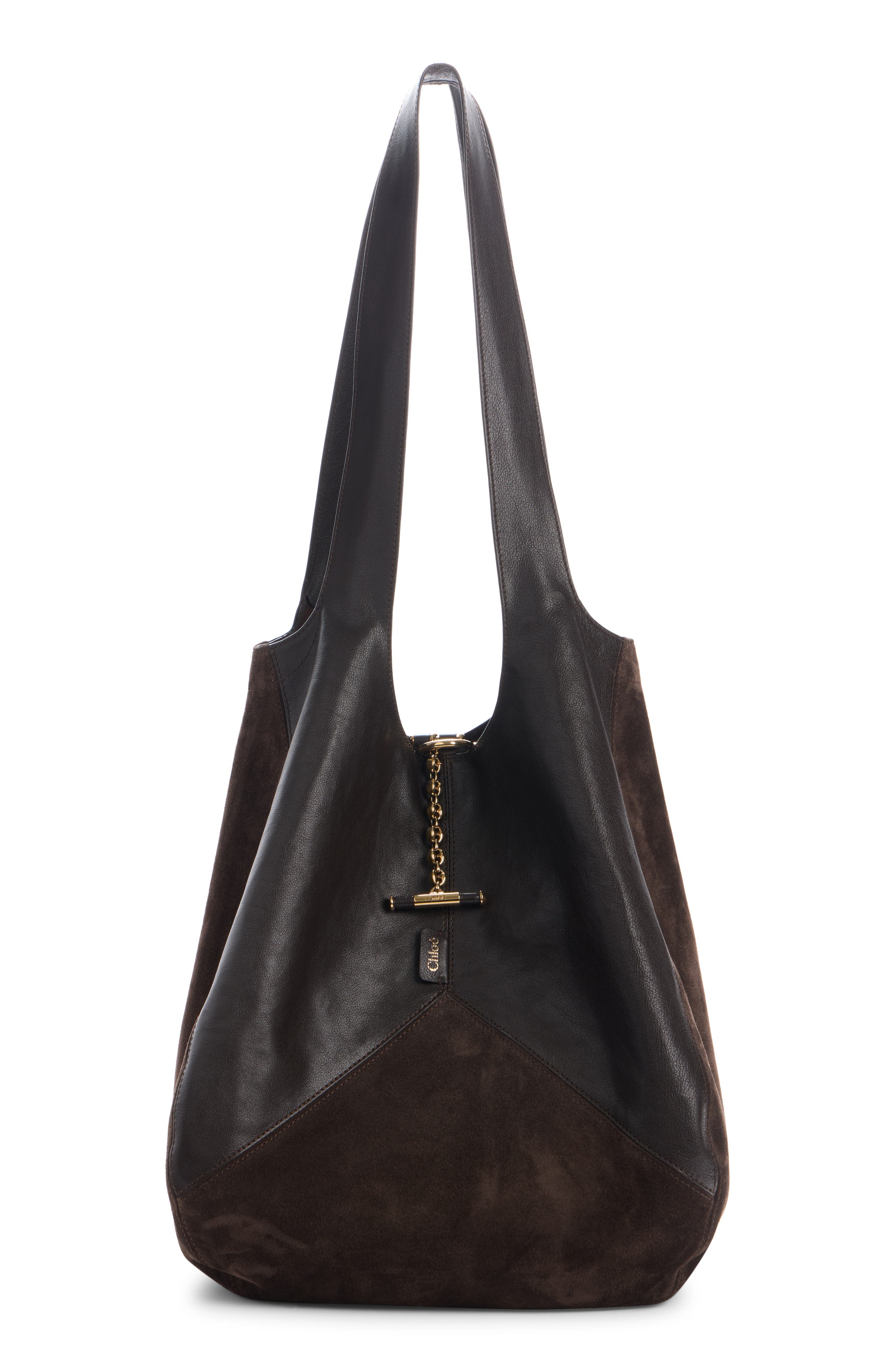 Chloé Balloon Patchwork Hobo Bag, Main, color, Kohl Brown
