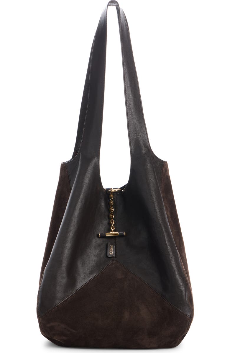 Chloé Balloon Patchwork Hobo Bag, Main, color, Kohl Brown