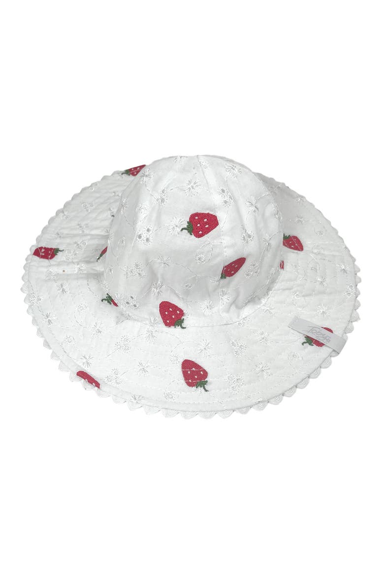 Strawberry Embroidery Bucket Hat, Main, color, WHITE