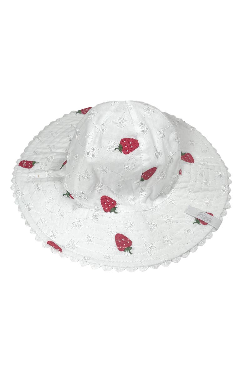 Toby Strawberry Embroidery Bucket Hat, Main, color, 