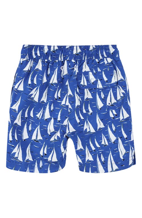 Shop Brooks Brothers Print Upf 50 Swim Trunks In Blue