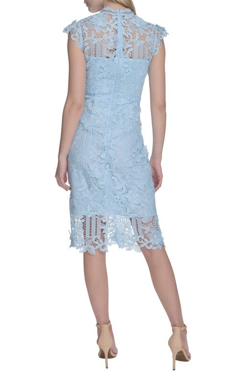 Eliza J Mock Neck Lace Sheath Dress In Blue