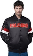 STARTER Men's Starter Black Atlanta Falcons Triple Option Satin Varsity Vintage Logo Full-Snap Jacket
