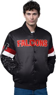 STARTER Men's Starter Black Atlanta Falcons Triple Option Satin Varsity Vintage Logo Full-Snap Jacket