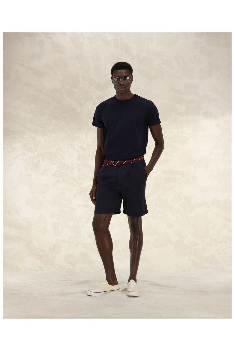 Beachshort Linen Bermuda Pleated Trousers, Alternate, color, BLUE