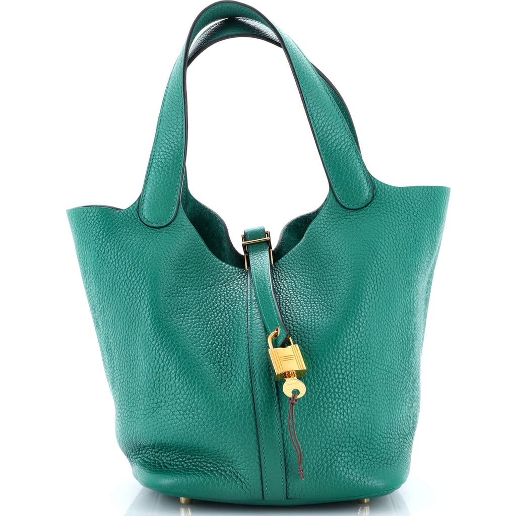 Pre-owned Hermes Hermes Picotin Lock Bag Clemence Mm In Green