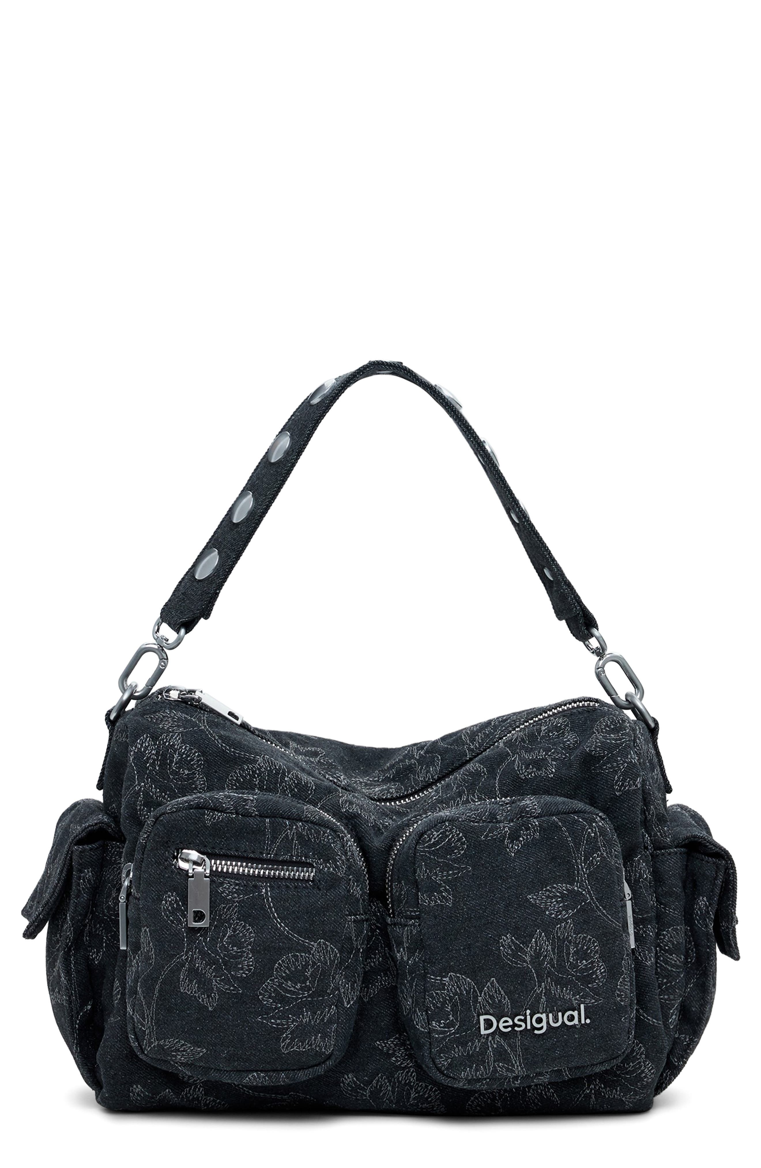 Desigual Denim Shoulder Bag, Main, color, Black