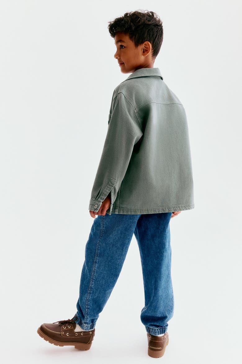 Oversized Cotton Overshirt, Alternate, color, Dusty green/Best Vibes