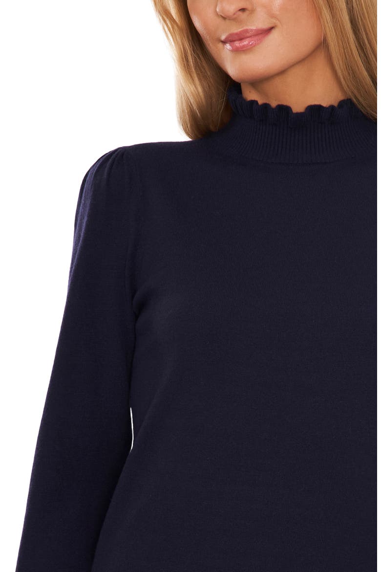Ruffle Mock Neck Sweater, Alternate, color, CLASSIC NAVY