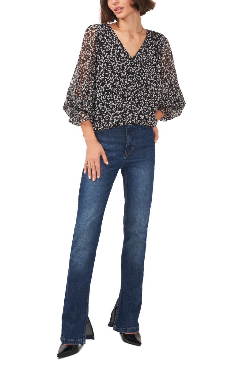 Vince Camuto Print V-Neck Blouse, Alternate, color, 