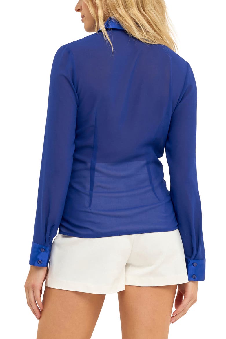 Ruched Front Chiffon Shirt, Alternate, color, NAVY