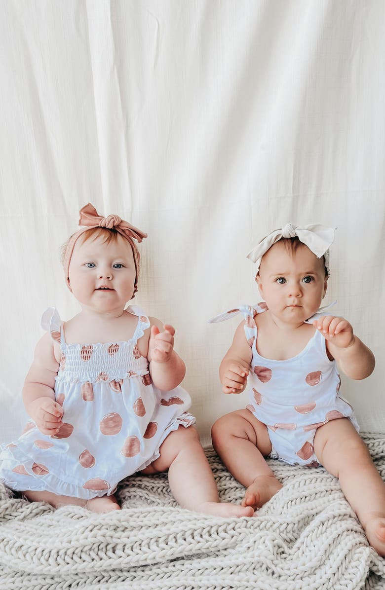 L'ovedbaby Polka Dot Organic Cotton Tie Shoulder Romper, Alternate, color,