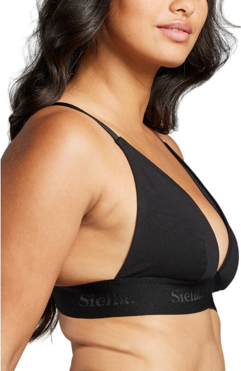 Siella Organic Cotton Triangle Non-Padded Bra, Main, color, Black