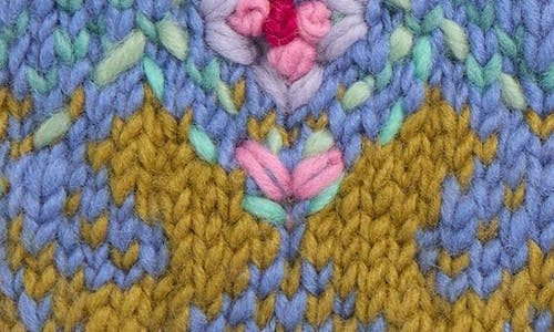 French Knot Ingrid Hand Knit Wool Mittens In Green