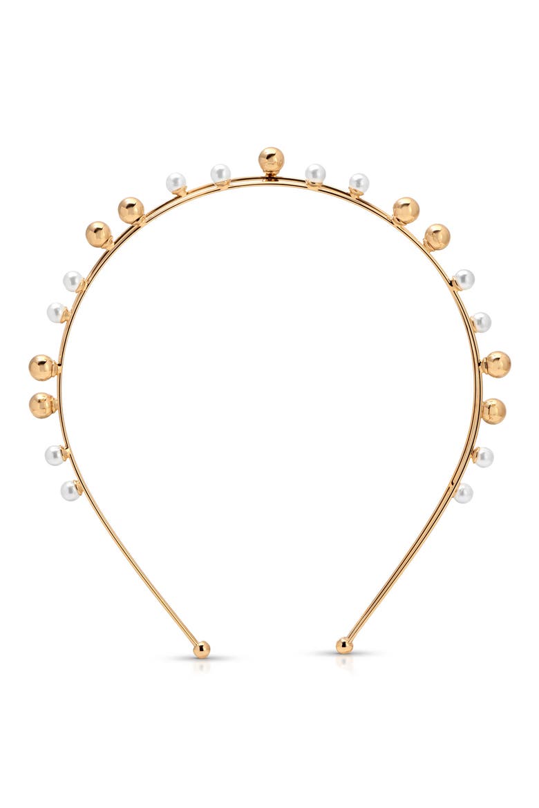 Faux Pearl Bubble Headband, Alternate, color, GOLD