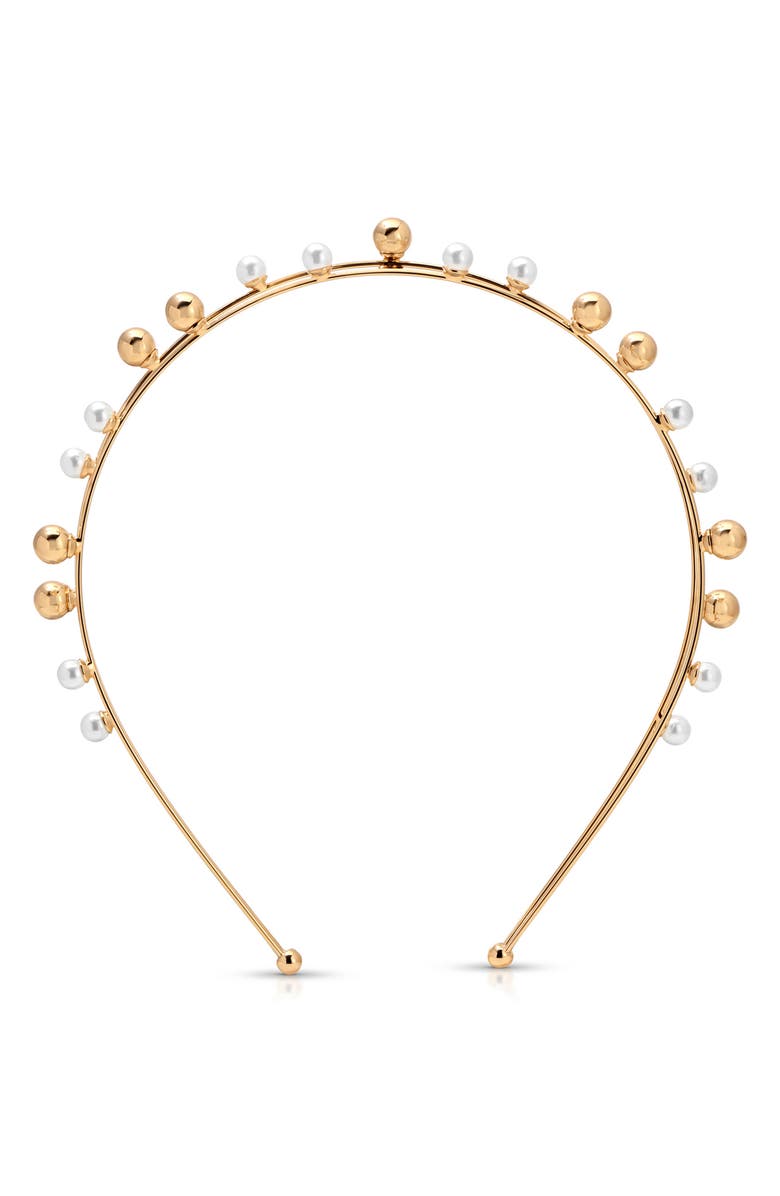 Ettika Faux Pearl Bubble Headband, Alternate, color, Gold