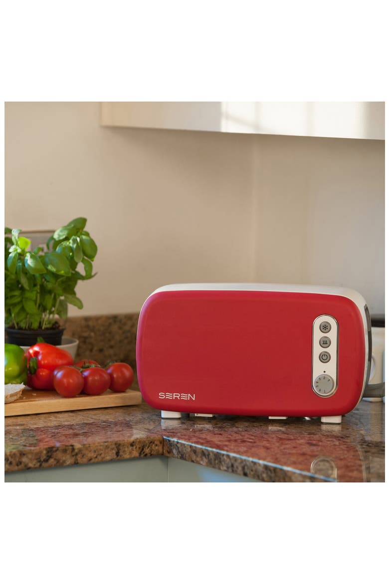 Seren 2-Piece Sliding Toaster, Alternate, color, WHITE/RED
