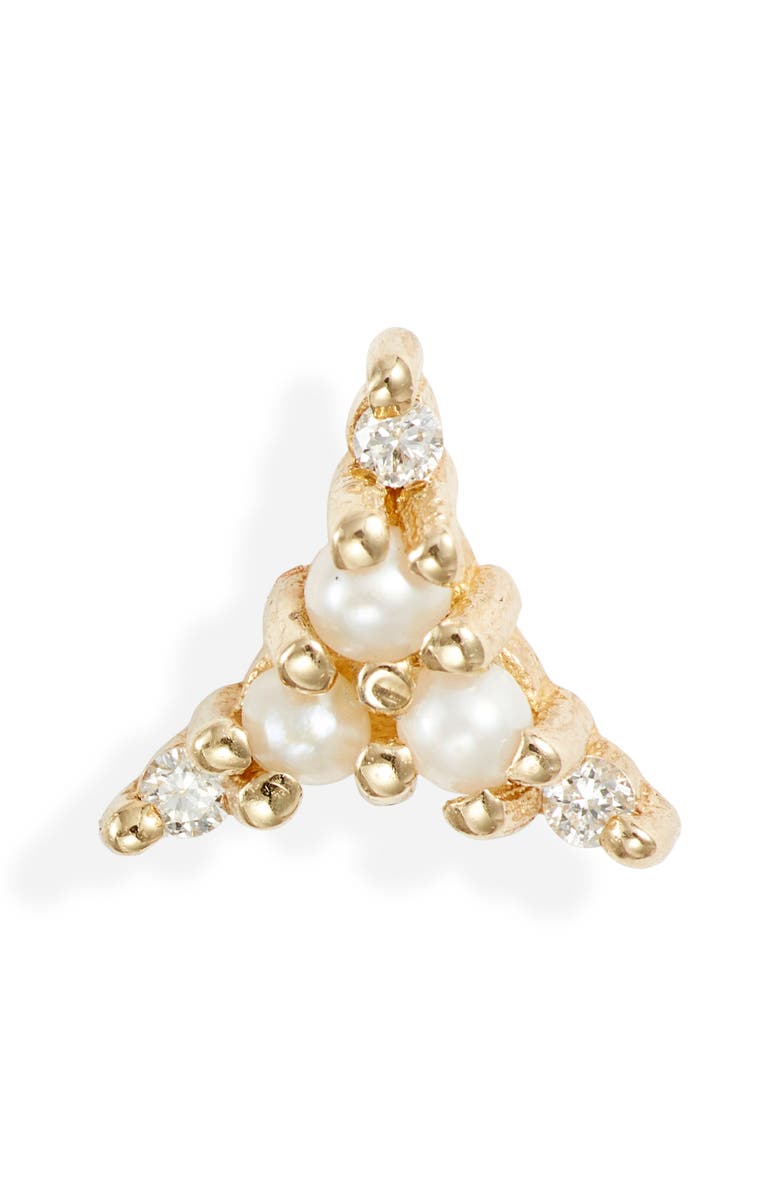 Jennie Kwon Designs Pearl & Diamond Triad Stud Earring, Main, color,
