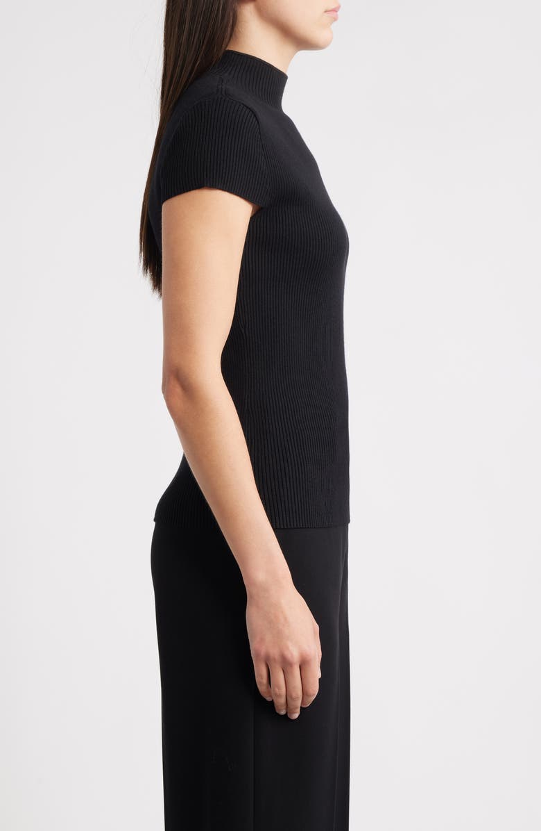 Elie Tahari The Ramona Rib Mock Neck Top, Alternate, color, Noir