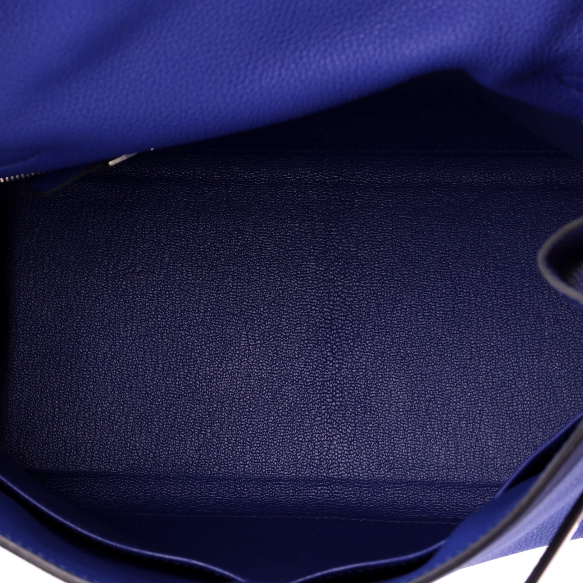 Kelly Au Trot Handbag Blue Togo with Palladium Hardware 28, Alternate, color, Blue