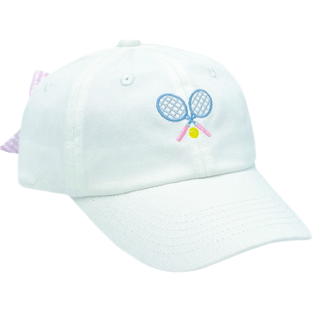 Bits & Bows Tennis Rackets Twill Bow Baseball Hat In White