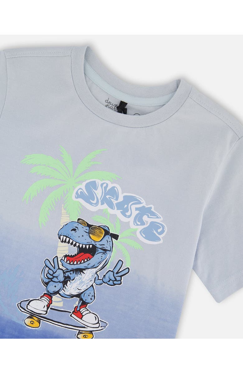 Deux par Deux Organic Cotton Jersey T-Shirt with Gradient, Alternate, color, Gradient Pale Blue