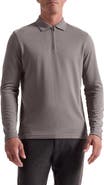 Bugatchi Ottoman Rib Half Zip Long Sleeve Polo