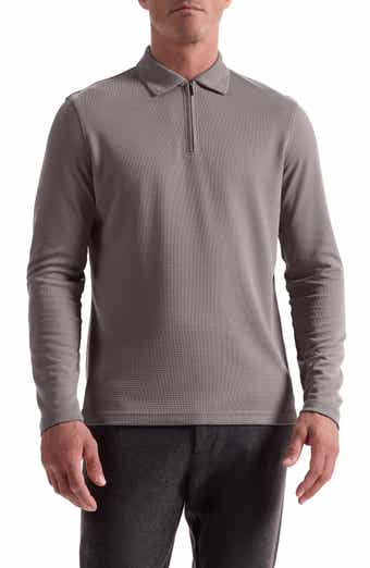 Bugatchi Ottoman Rib Half Zip Long Sleeve Polo