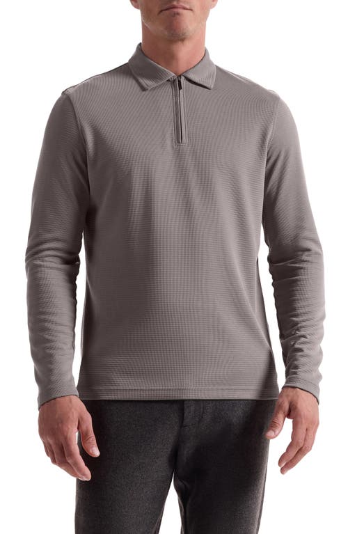 Bugatchi Ottoman Rib Half Zip Long Sleeve Polo In Brown