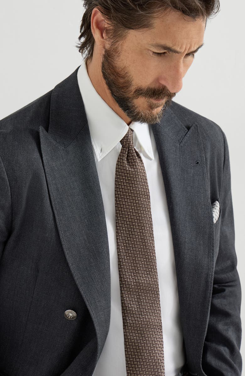 Brunello Cucinelli Silk necktie, Alternate, color, Hazelnut