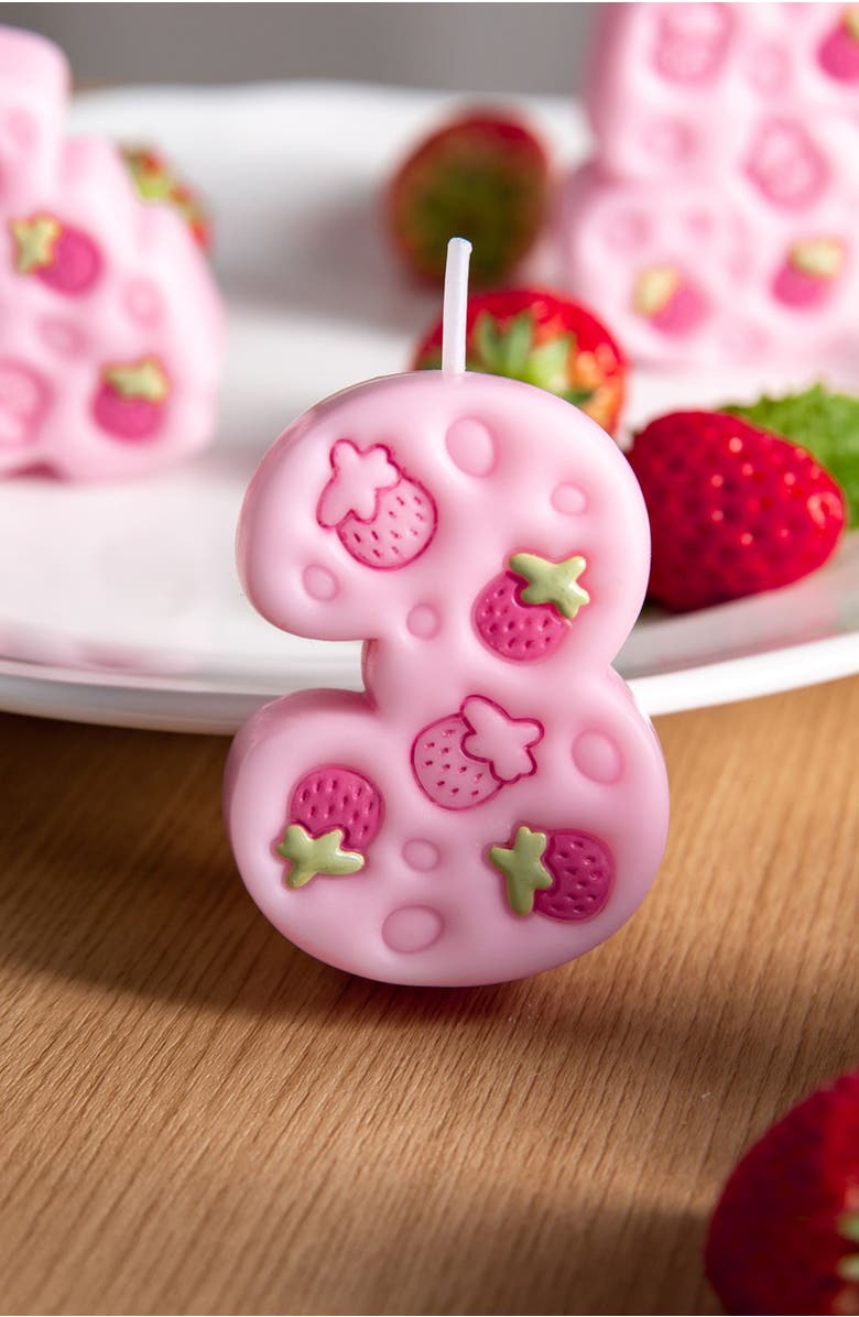 Southlake gifts Strawberry Number 3 Candle, Alternate, color, Number 3