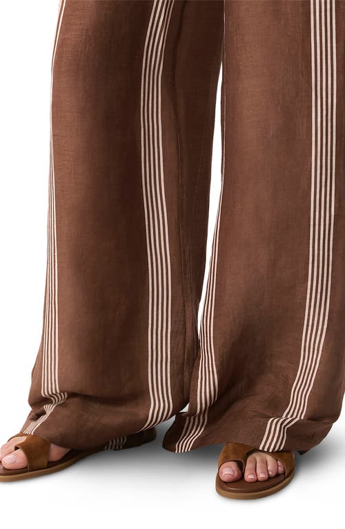 Shop Rag & Bone Olivia Stripe Linen & Silk Pants In Brown Stripe