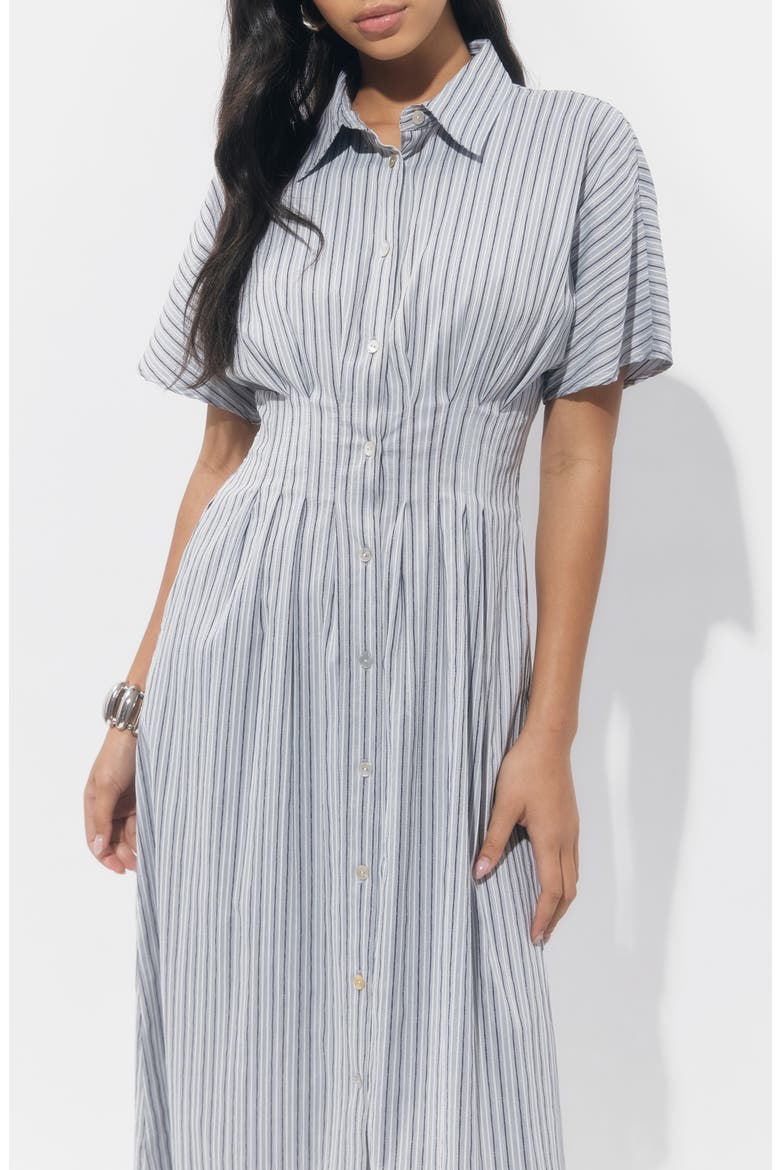 Audrey Stripe Cotton Blend Shirtdress, Alternate, color, GREY